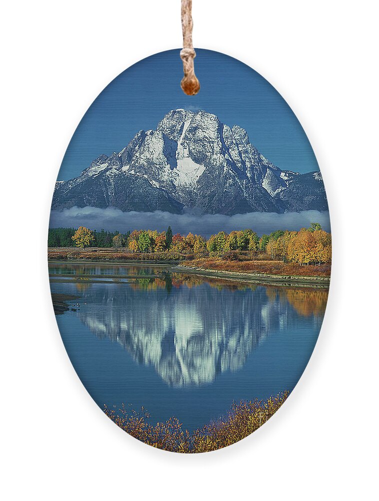 Dave Welling Ornament featuring the photograph Morning Cloud Layer Oxbow Bend In Fall Grand Tetons National Park by Dave Welling