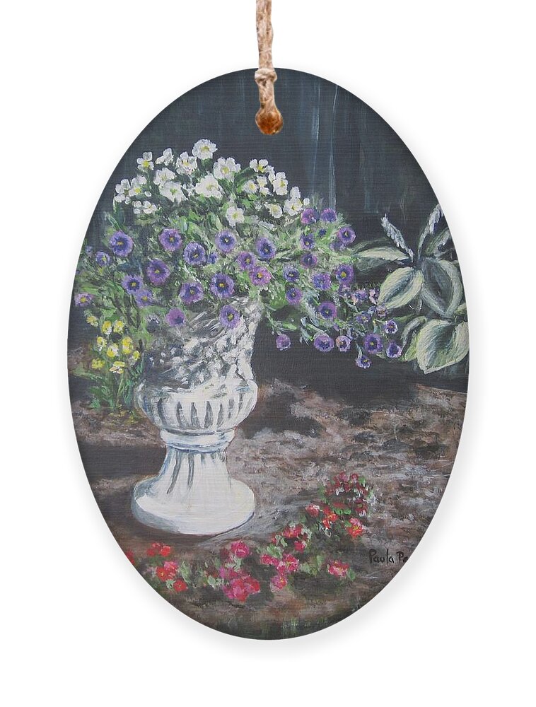Flowers Ornament featuring the painting Morning Sunlight by Paula Pagliughi