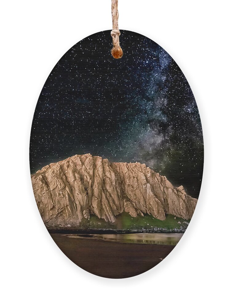 Milky Way Ornament featuring the photograph Morro Rock After Dark by Beth Sargent