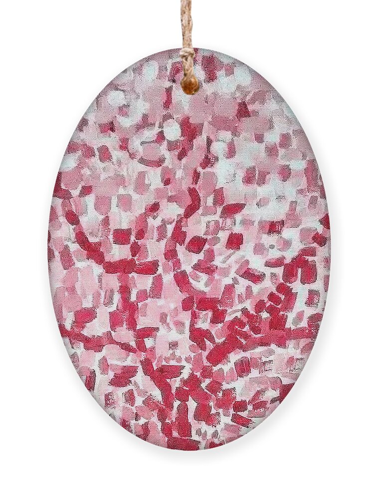 Pink Ornament featuring the painting Mosaic Tree by Suzanne Berthier
