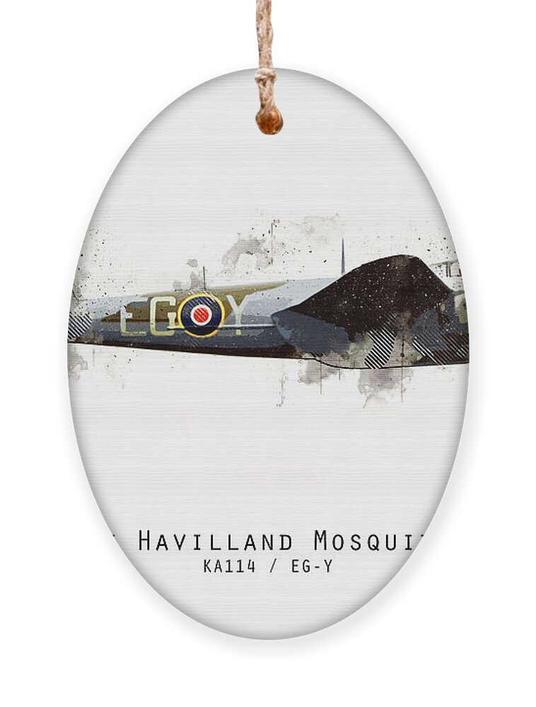 De Havilland Mosquito Ornament featuring the digital art Mosquito Sketch - KA114_EGY by Airpower Art