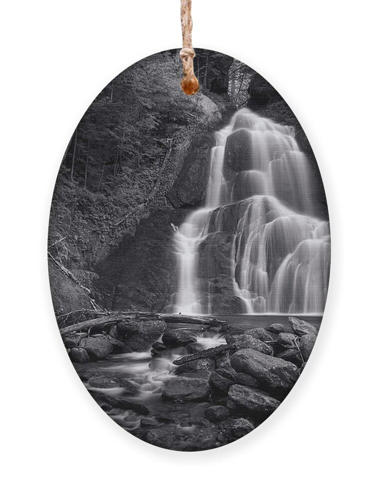 Vermont Ornament featuring the photograph Moss Glen Falls - Monochrome by Stephen Stookey