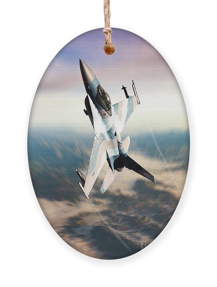 F-16 Fighting Falcon Ornament featuring the digital art Mountain Agressor by Airpower Art