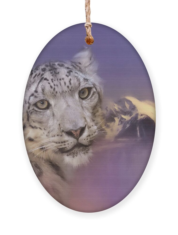 Jai Johnson Ornament featuring the photograph Mountain Guardian Snow Leopard Art by Jai Johnson