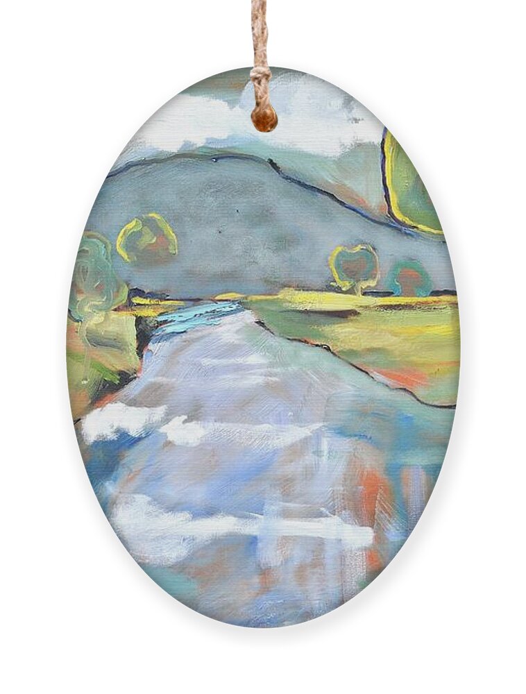 Mountain Ornament featuring the painting Mountain Meditation by Donna Tuten