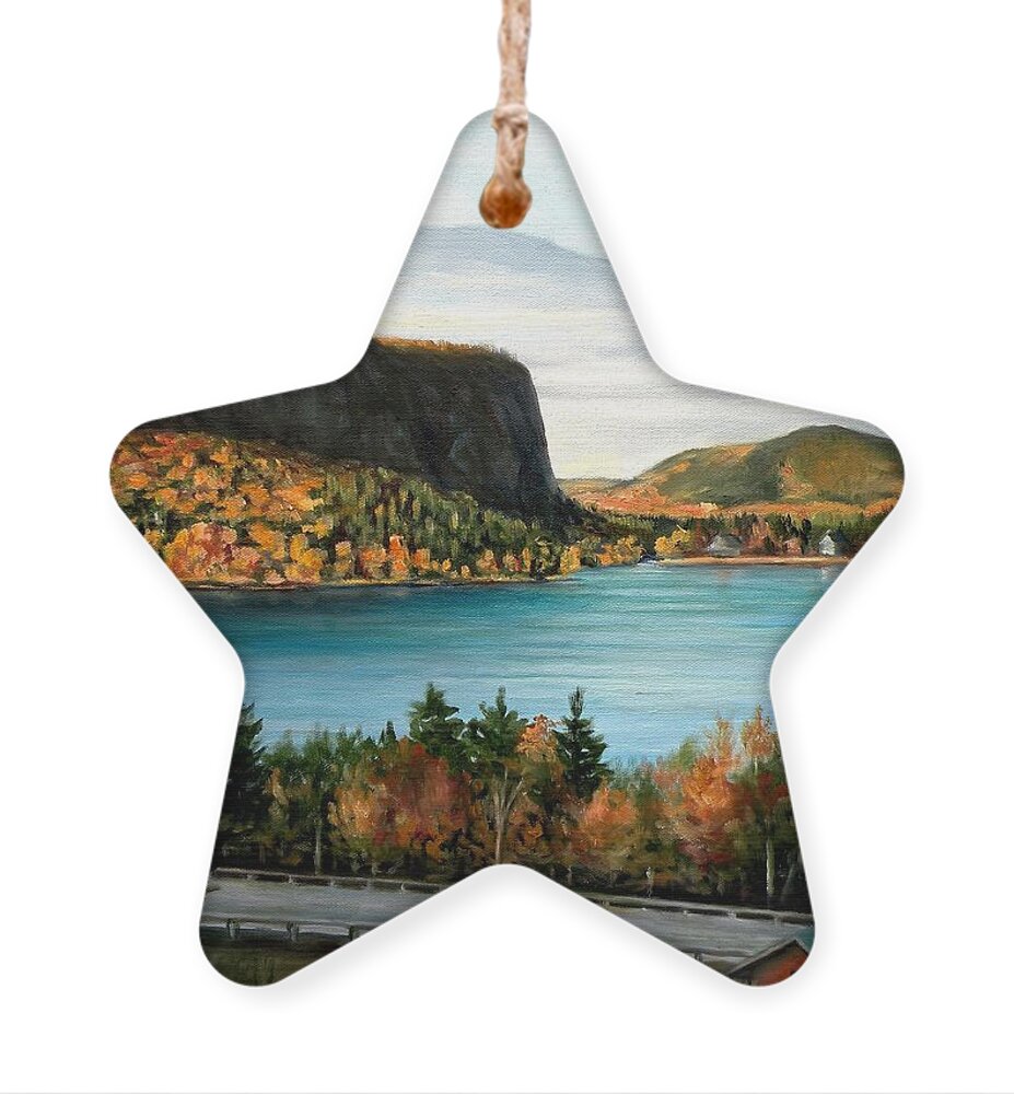 Maine Ornament featuring the painting Mt. Kineo, Moosehead Lake, Maine by Eileen Patten Oliver