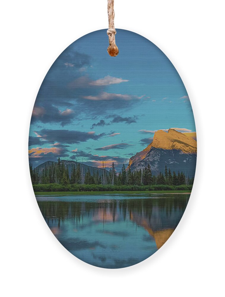 Banff Ornament featuring the photograph Mt. Rundle Reflections by Clicking With Nature