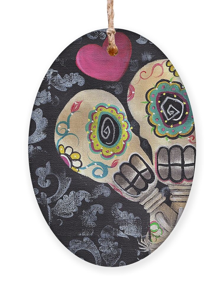 Day Of The Dead Ornament featuring the painting Muertos de Amor by Abril Andrade