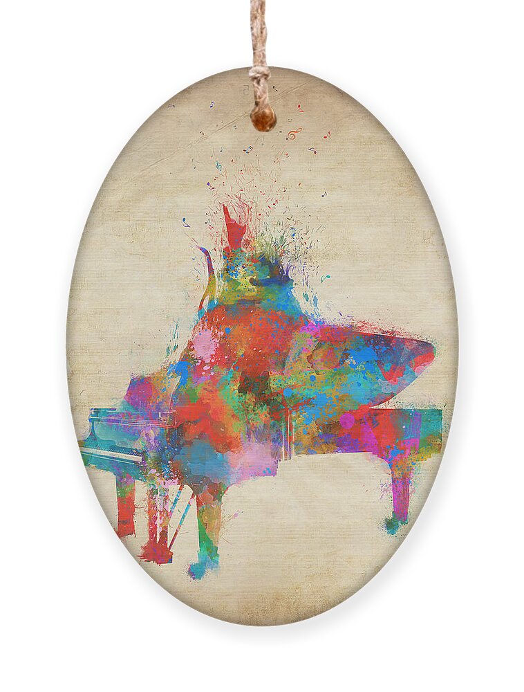 Piano Ornament featuring the digital art Music Strikes Fire from the Heart by Nikki Marie Smith