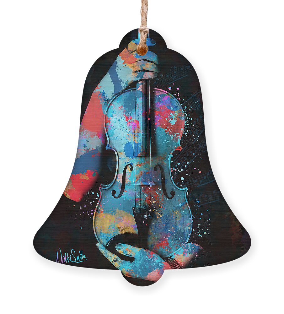 Violin Ornament featuring the digital art My Violin Whispers Music in the Night by Nikki Marie Smith