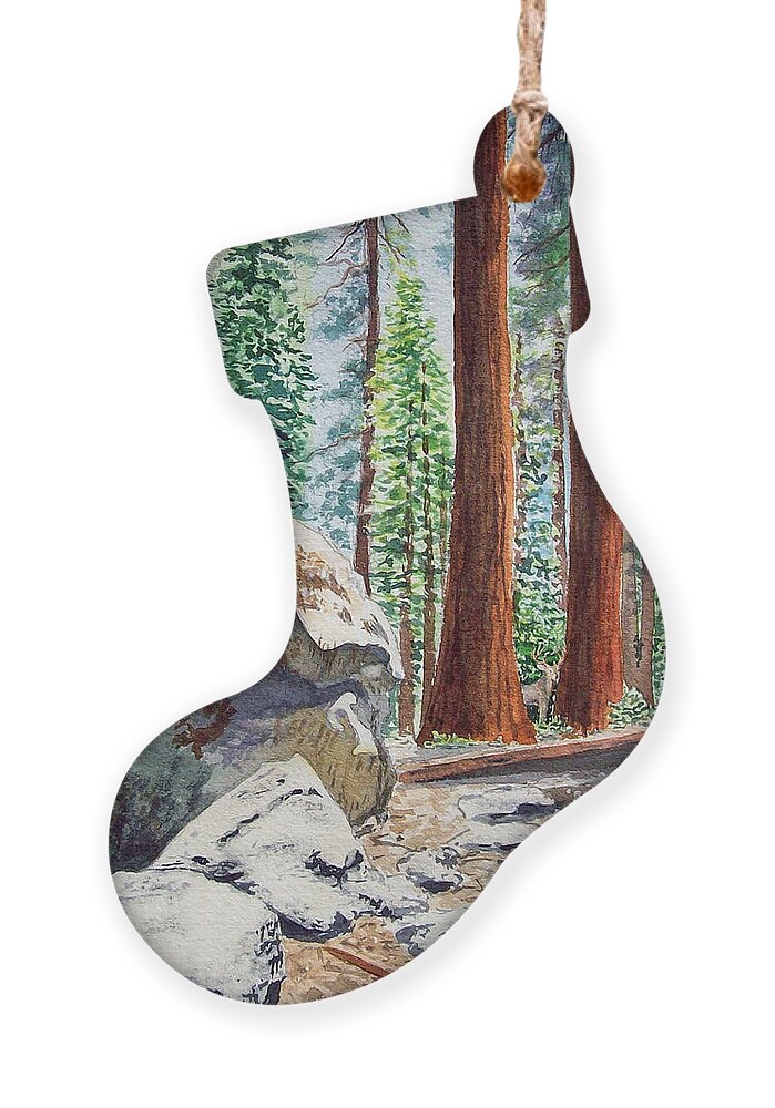 Sequoia Ornament featuring the painting National Park Sequoia by Irina Sztukowski