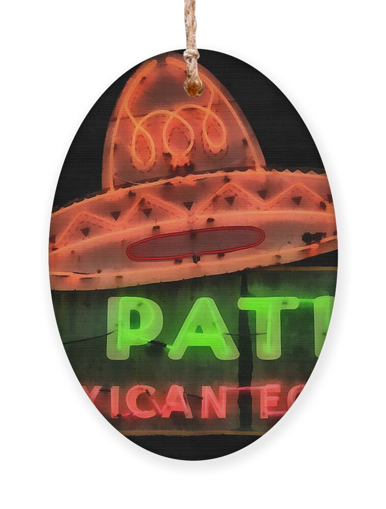 Neon Ornament featuring the painting Neon Sign Series Mexican Food Austin Texas by Edward Fielding