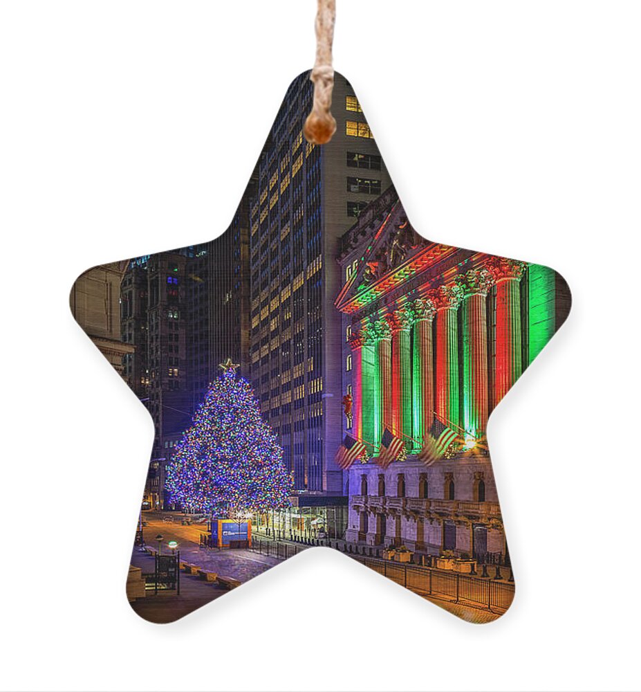 Wall Street Ornament featuring the photograph New York City Stock Exchange Wall Street NYSE by Susan Candelario