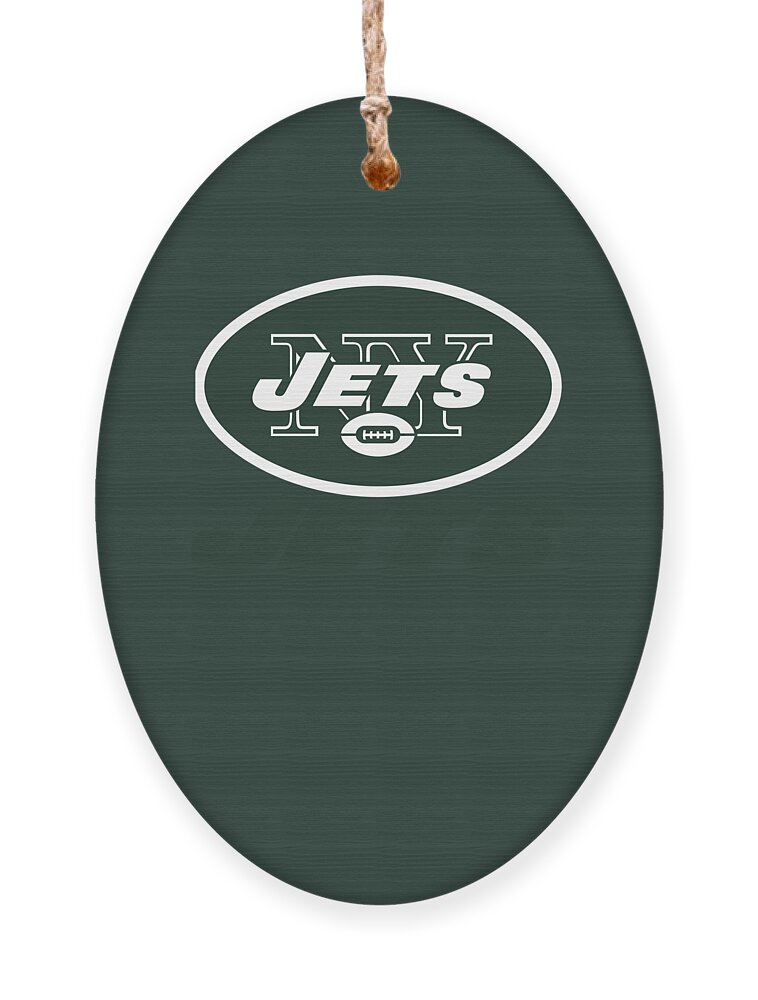 New York Jets Ornament featuring the mixed media New York Jets on an abraded steel texture by Movie Poster Prints