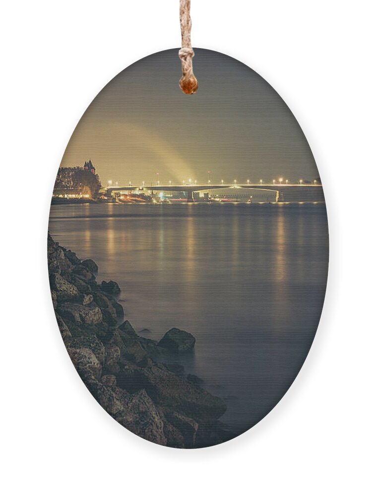 Worms Ornament featuring the photograph Nibelungenbruecke at Night by Marc Braner