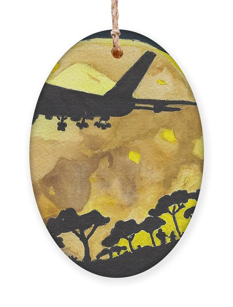 Plane Ornament featuring the painting Night Travels by Ali Baucom