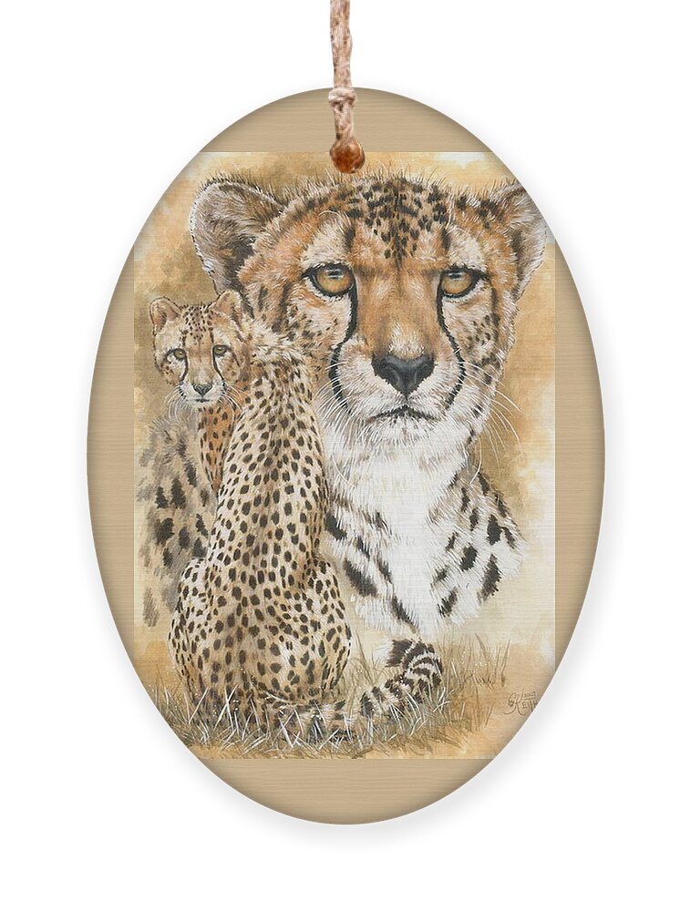 Cheetah Ornament featuring the mixed media Nimble by Barbara Keith