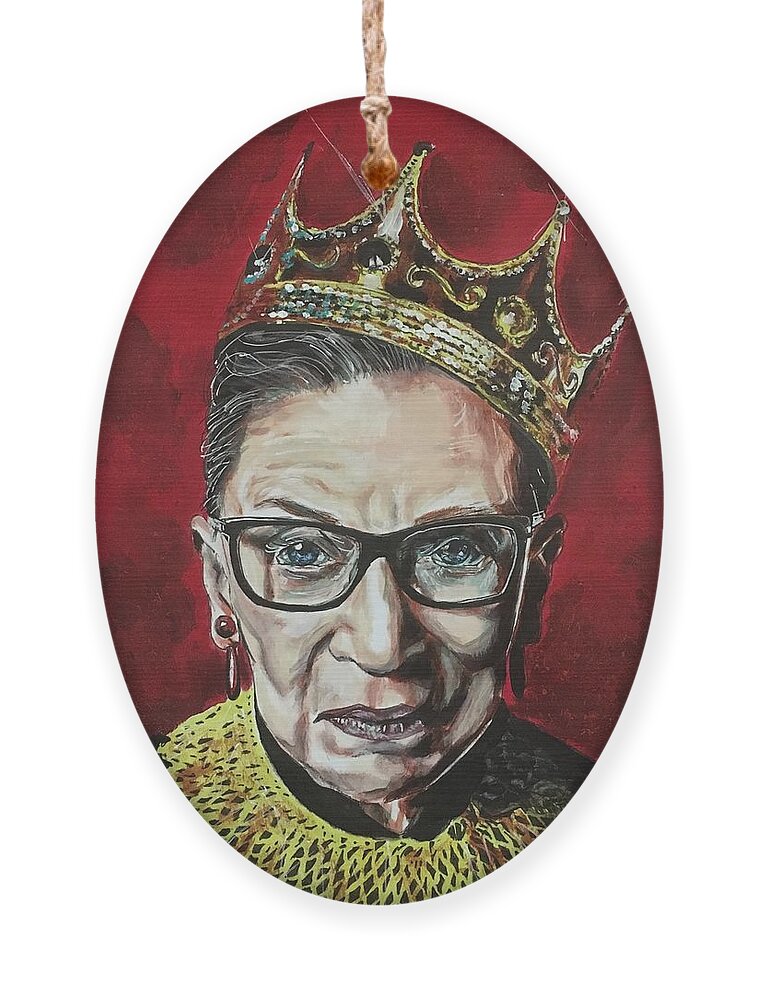 Ruth Bader Ginsburg Ornament featuring the painting Notorious RBG by Joel Tesch