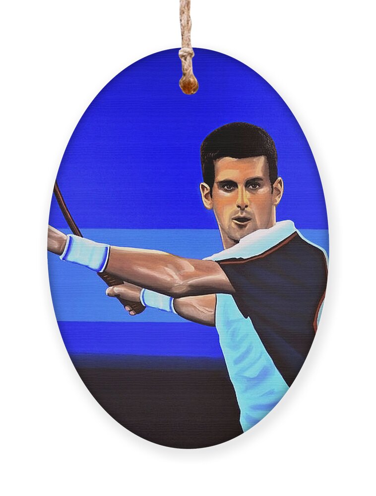 Novak Djokovic Ornament featuring the painting Novak Djokovic by Paul Meijering