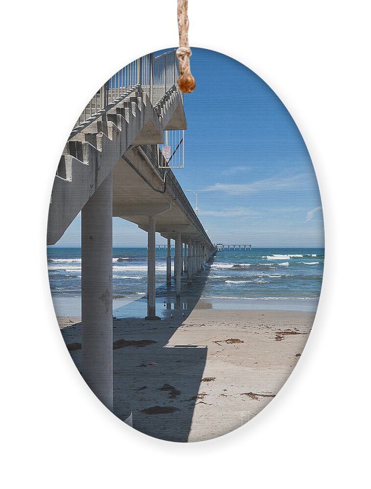 Ocean Ornament featuring the photograph Ocean Beach Pier Stairs by Ana V Ramirez