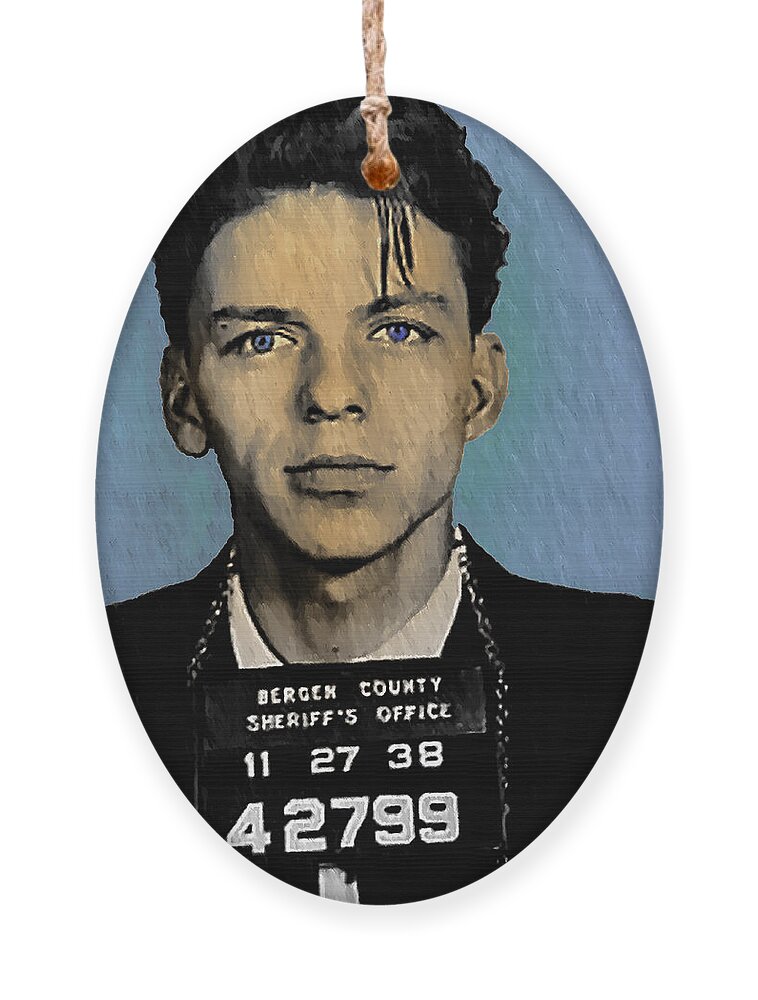 Old Blue Eyes Ornament featuring the digital art Old Blue Eyes - Frank Sinatra by Digital Reproductions