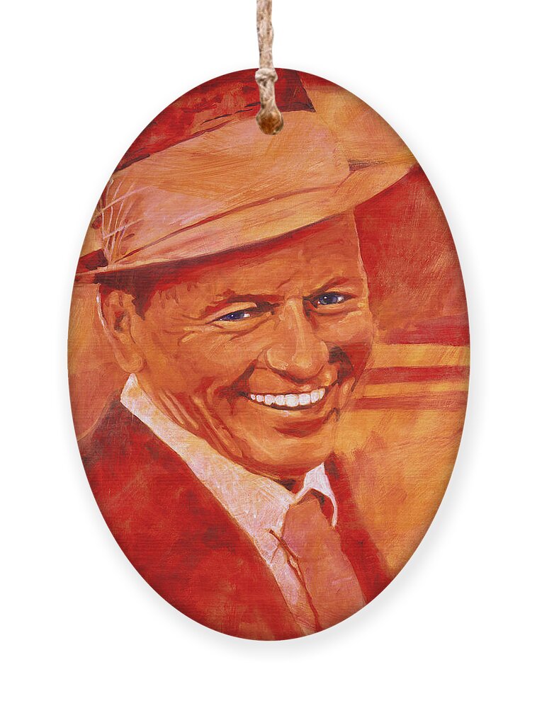 Frank Sinatra Ornament featuring the painting Old Blue Eyes by David Lloyd Glover