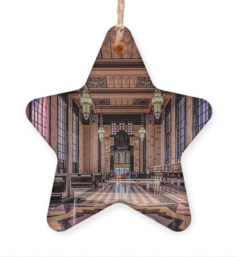 Union Station Ornament featuring the photograph Omaha Union Station Great Hall by Susan Rissi Tregoning