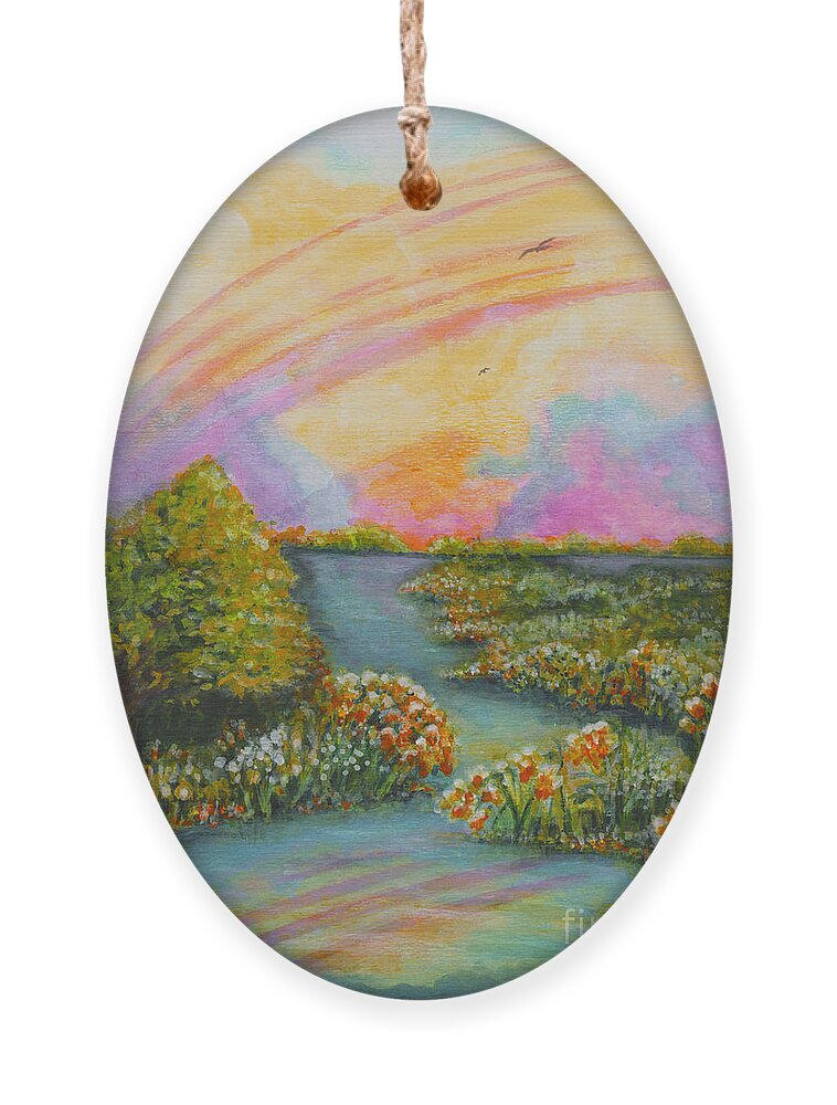Rainbow Ornament featuring the painting On My Way by Holly Carmichael