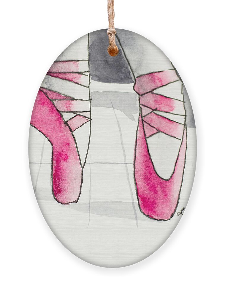 Pink Ornament featuring the painting On Pointe by Laurel Best