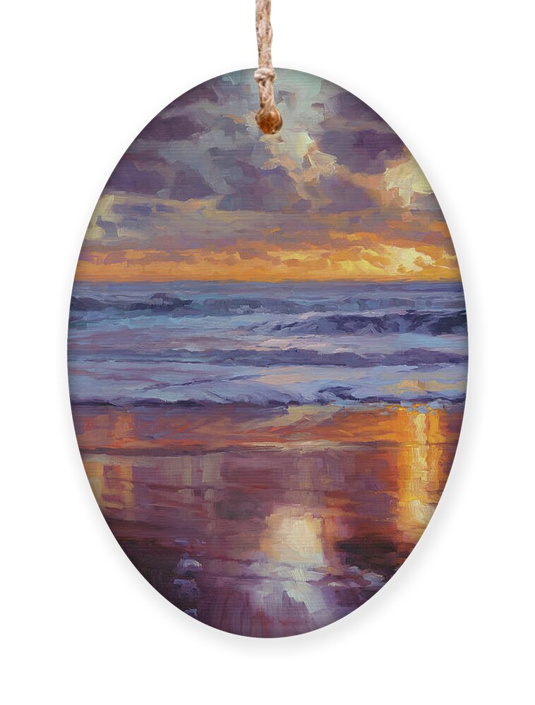 Ocean Ornament featuring the painting On the Horizon by Steve Henderson