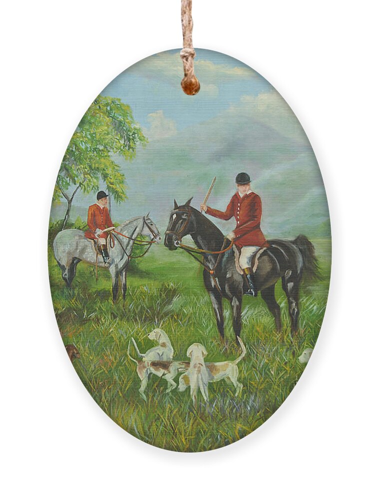 Fox Hunt Ornament featuring the painting On The Hunt by Charlotte Blanchard