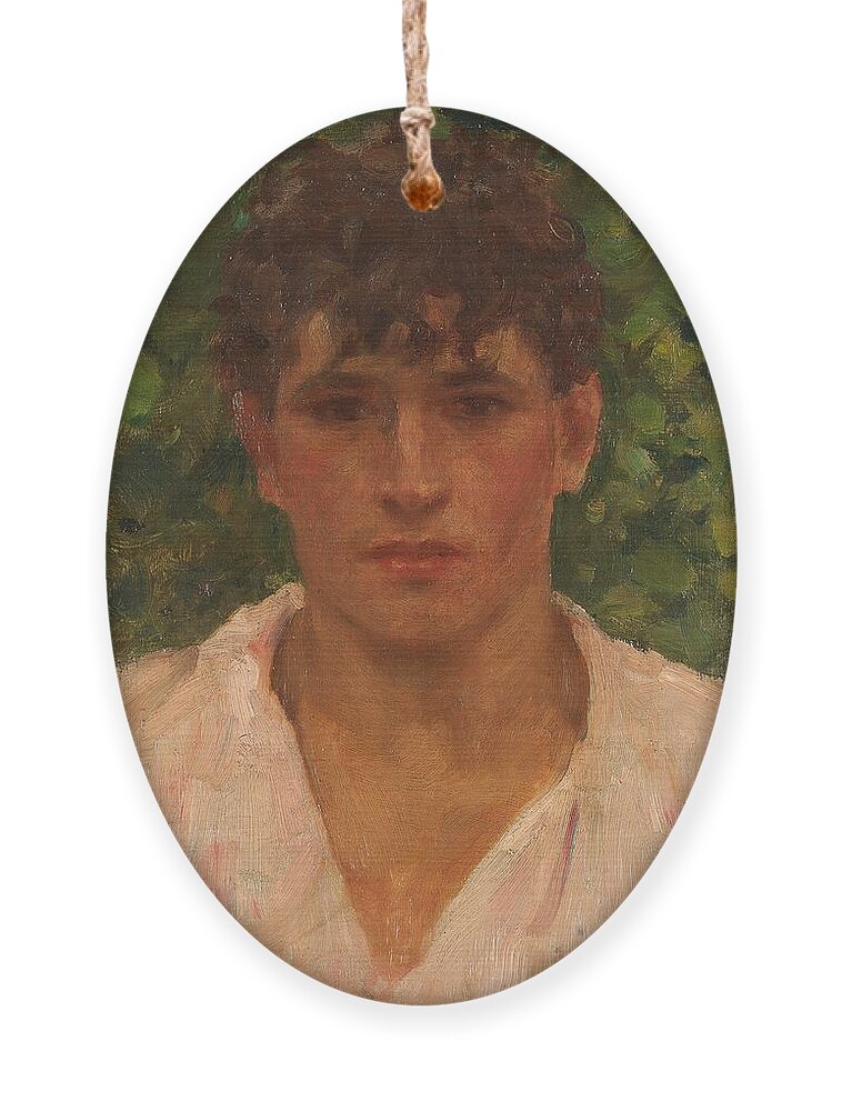 Open Collar Ornament featuring the painting Open Collar by Henry Scott Tuke