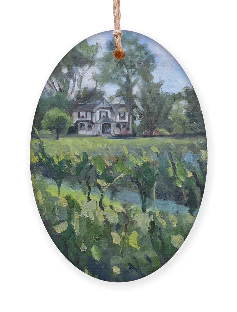 Orchard House Ornament featuring the painting Orchard House Bed and Breakfast in Lovingston VA by Donna Tuten