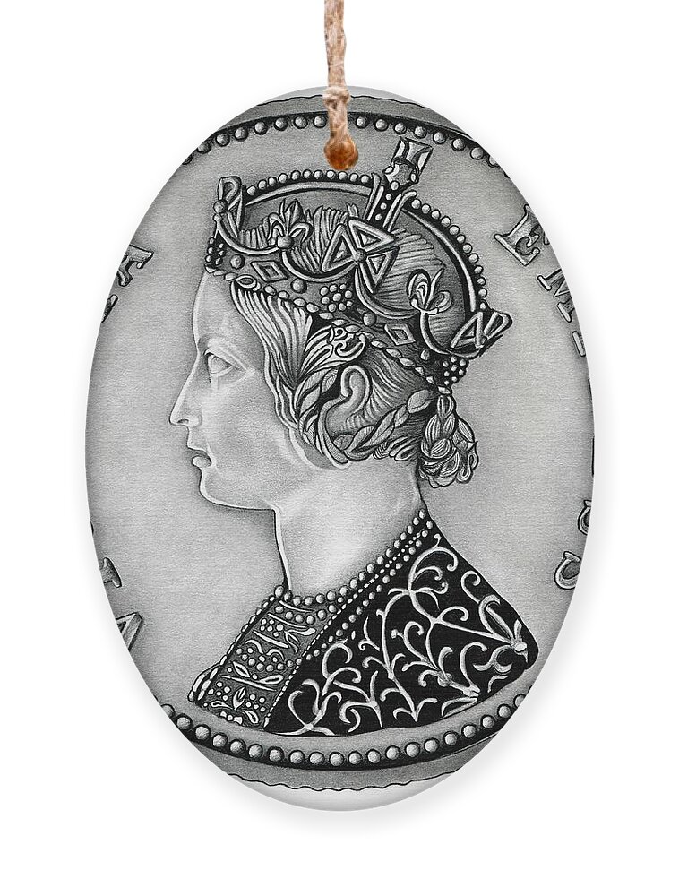 Coin Ornament featuring the drawing Original Silver Victoria Empress by Fred Larucci