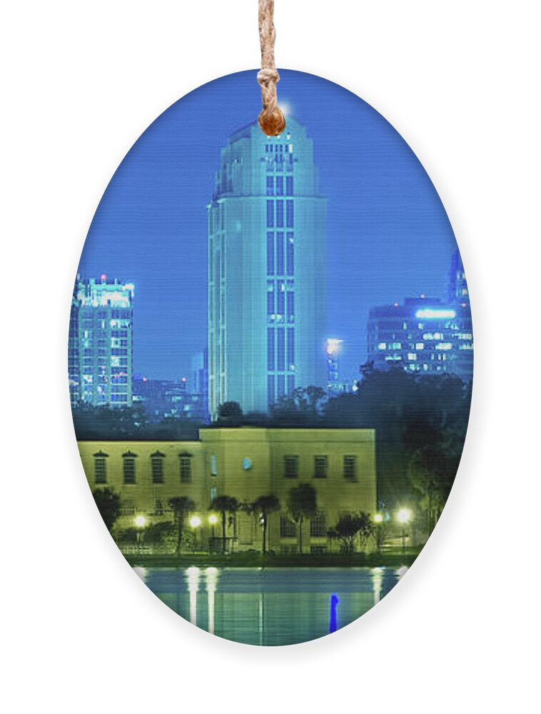 Orlando Skyline Ornament featuring the photograph Orlando Across The Lake by Mark Andrew Thomas