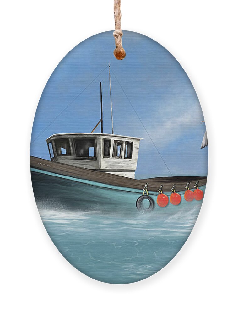 “fishing Boat Osprey” Ornament featuring the digital art Osprey by Mark Taylor