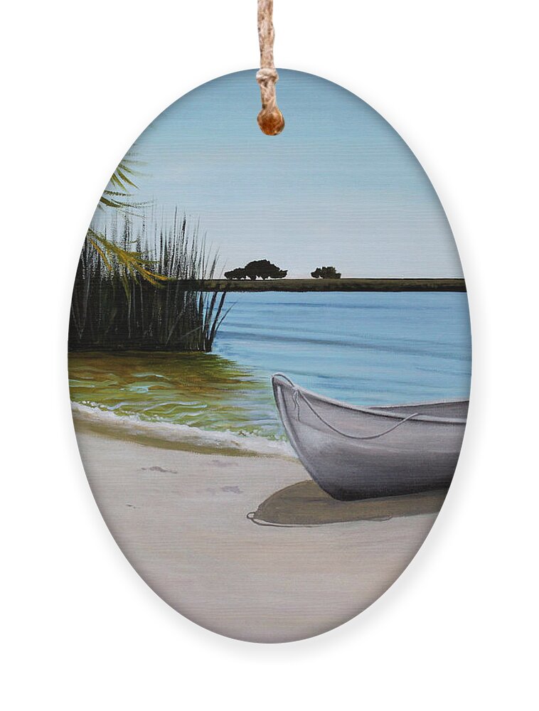 Landscape Ornament featuring the painting Our Beach by Elizabeth Robinette Tyndall
