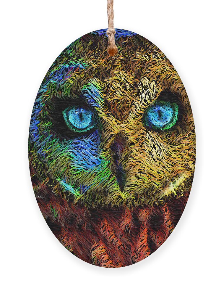 Rafael Salazar Ornament featuring the digital art Owl by Rafael Salazar