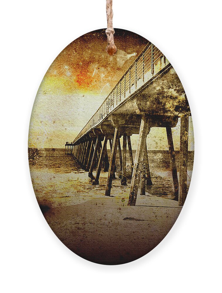 Vintage Photography Ornament featuring the photograph Pacific Pier by Phil Perkins