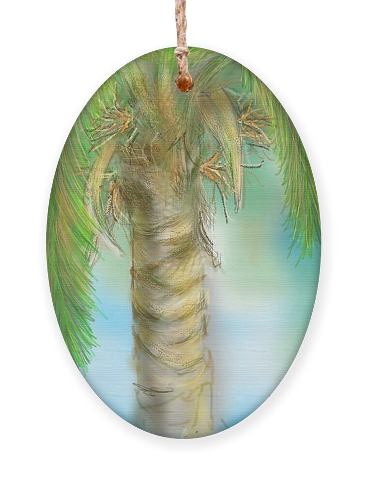 Tropical Ornament featuring the digital art Palm Tree Study Two by Darren Cannell