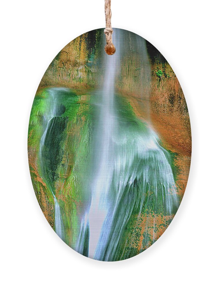 Utah Landscape Ornament featuring the photograph Panorama Lower Calf Creek Falls Escalante NM Utah by Dave Welling