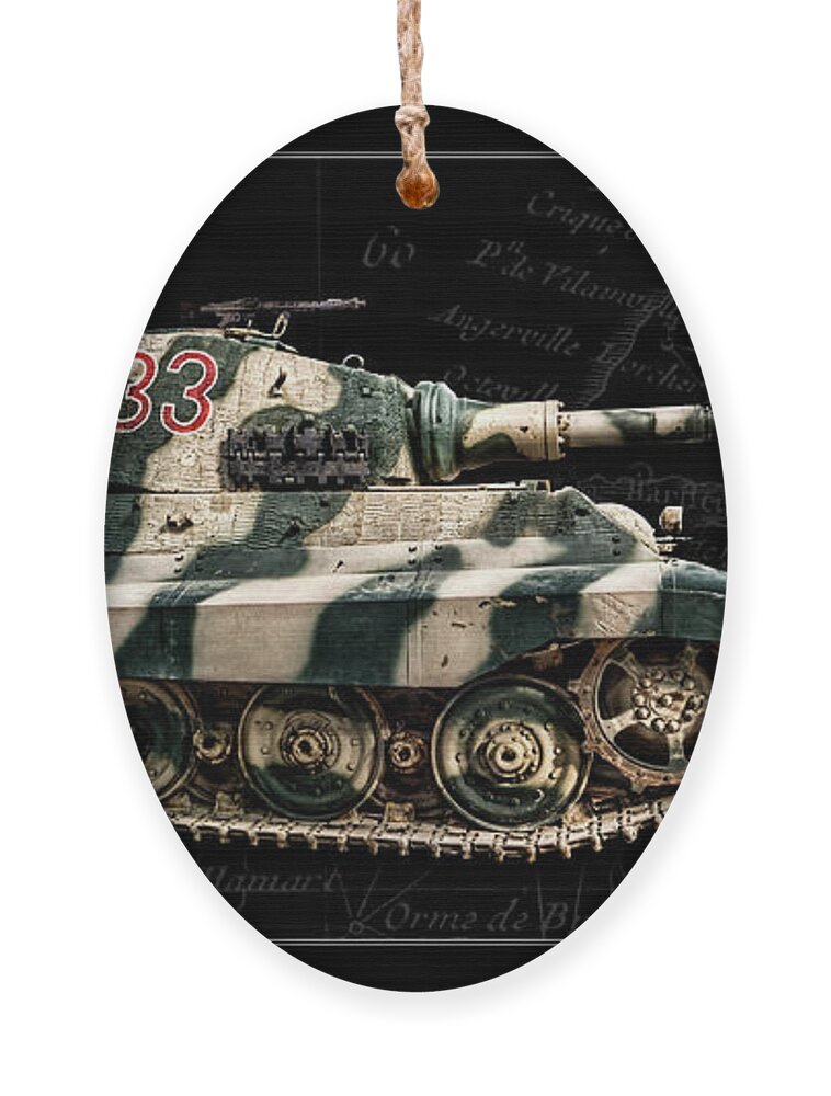 Panzer Vi Ornament featuring the photograph Panzer Tiger II Side BK BG by Weston Westmoreland