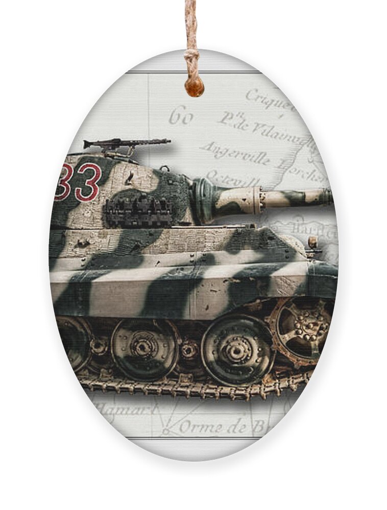 Panzer Vi Ornament featuring the photograph Panzer Tiger II Side W BG by Weston Westmoreland