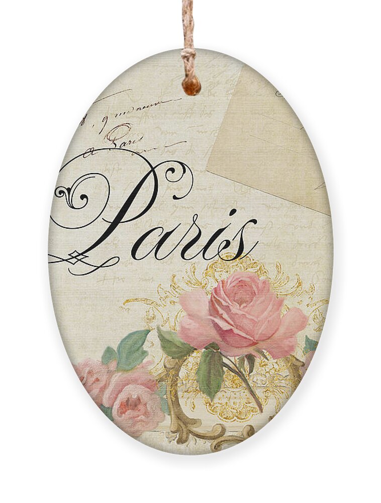 Timeless Ornament featuring the painting Parchment Paris - Timeless Romance by Audrey Jeanne Roberts
