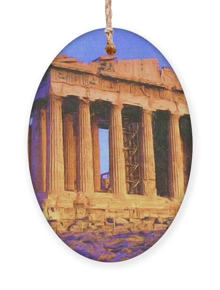 Parthenon Ornament featuring the painting Parthenon by Troy Caperton