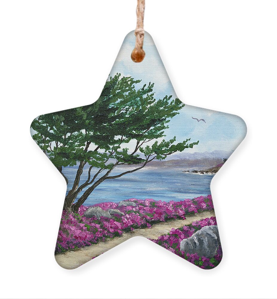 California Ornament featuring the painting Path by a Cypress Tree in May by Laura Iverson