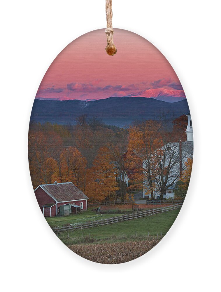 Vermont Ornament featuring the photograph Peacham Village Fall Evening by Tim Kirchoff
