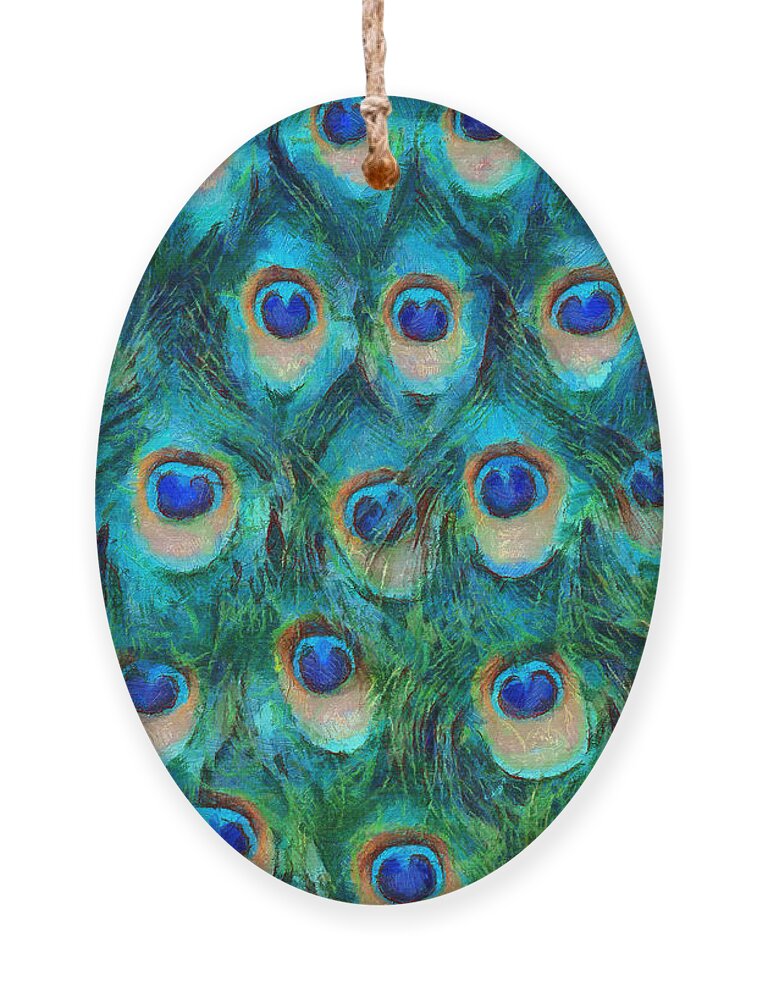 Peacock Ornament featuring the mixed media Peacock Feathers by Nikki Marie Smith