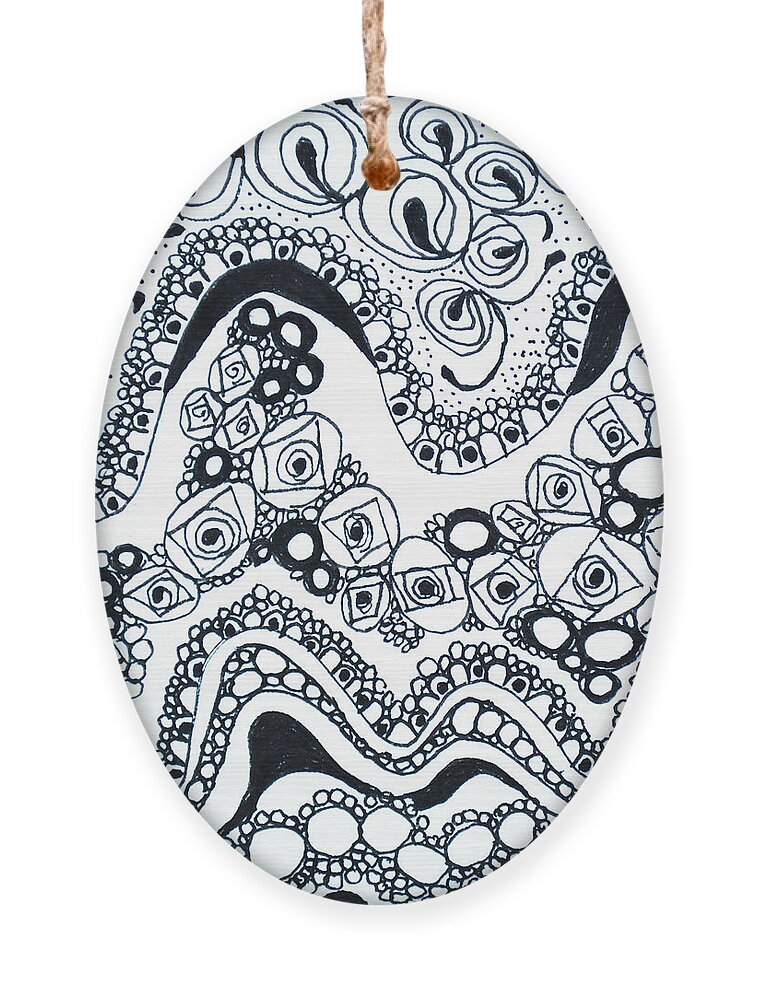 Zentangle Ornament featuring the drawing Pebbles by Carole Brecht