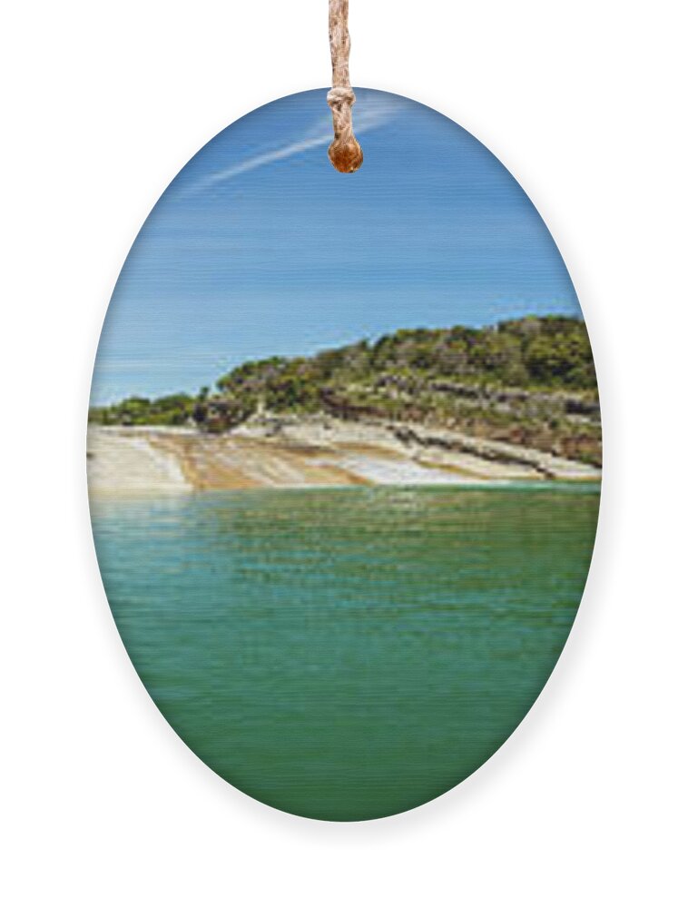 Pedernales Falls Ornament featuring the photograph Pedernales Falls Pano2 by Raul Rodriguez